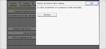 Ilustración de la pantalla del panel de mandos