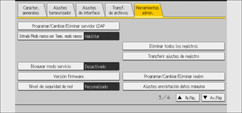 Ilustración de la pantalla del panel de mandos