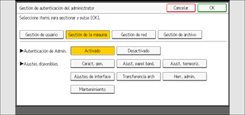 Ilustración de la pantalla del panel de mandos