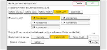 Ilustración de la pantalla del panel de mandos