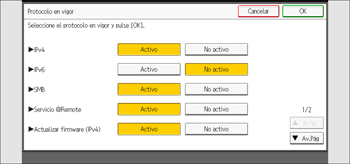 Ilustración de la pantalla del panel de mandos