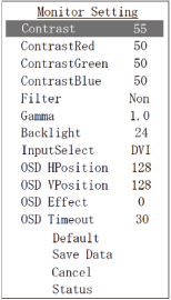 Schermata di regolazione del display