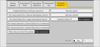 Illustrazione della schermata sul pannello di controllo