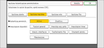 Illustrazione della schermata sul pannello di controllo