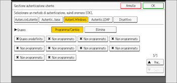 Illustrazione della schermata sul pannello di controllo