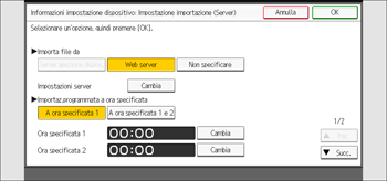 Illustrazione della schermata sul pannello di controllo